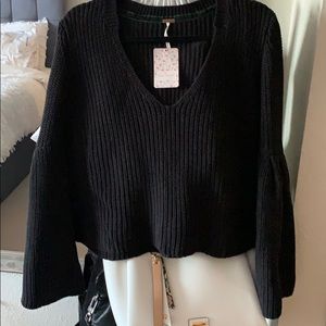 Free People Black sweater with bell sleeves